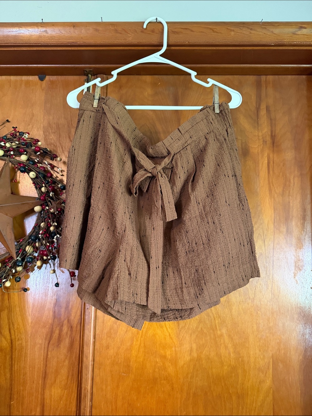 Worthington Brown High Waist Tie-Front Women's Shorts